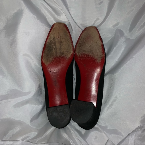 vintage CHRISTIAN LOUBOUTIN size 39.5 black suede block heel PUMPS - Picture 10 of 11